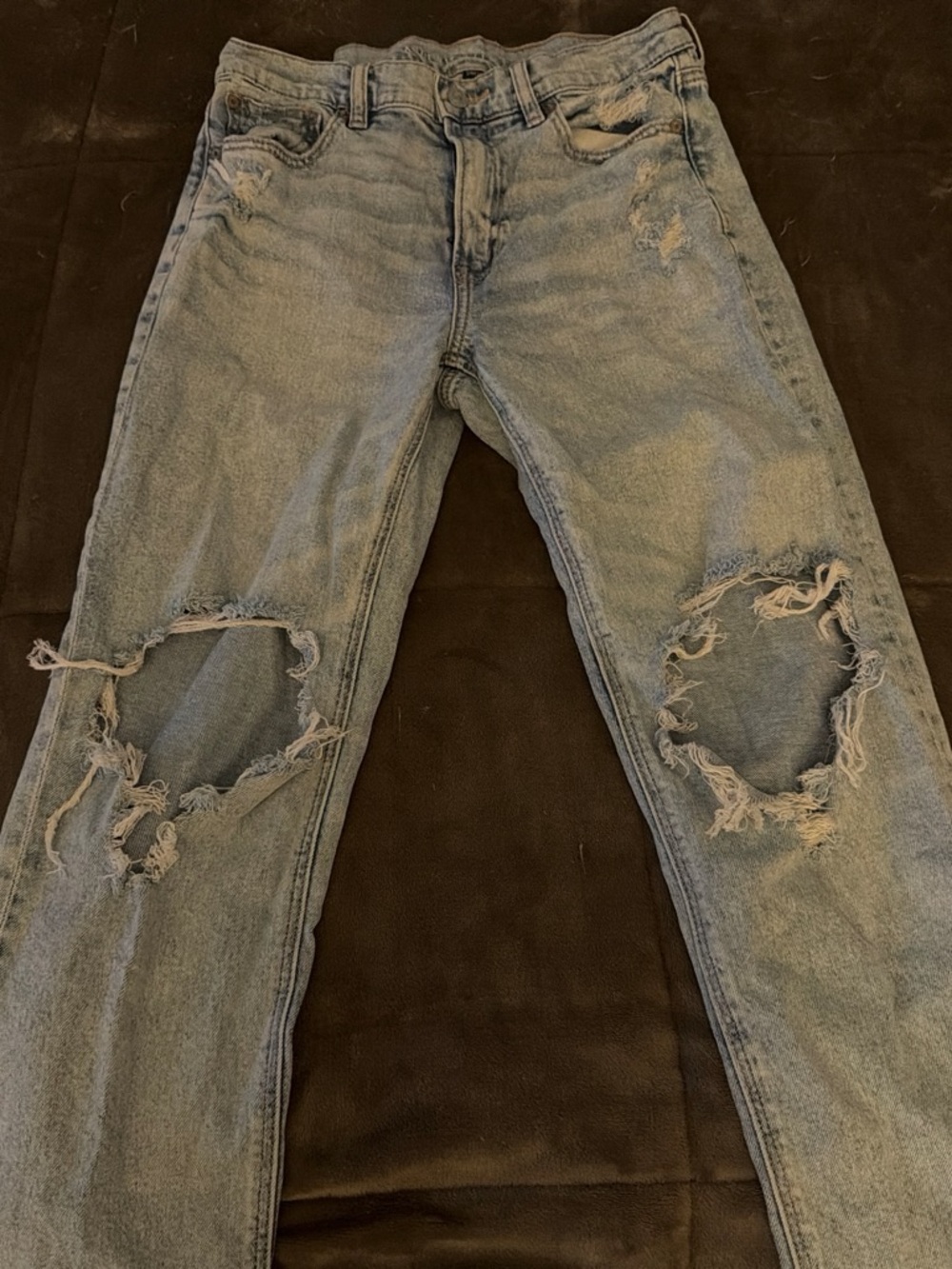 American Eagle Outfitters Light Blue Distressed Flare Jeans